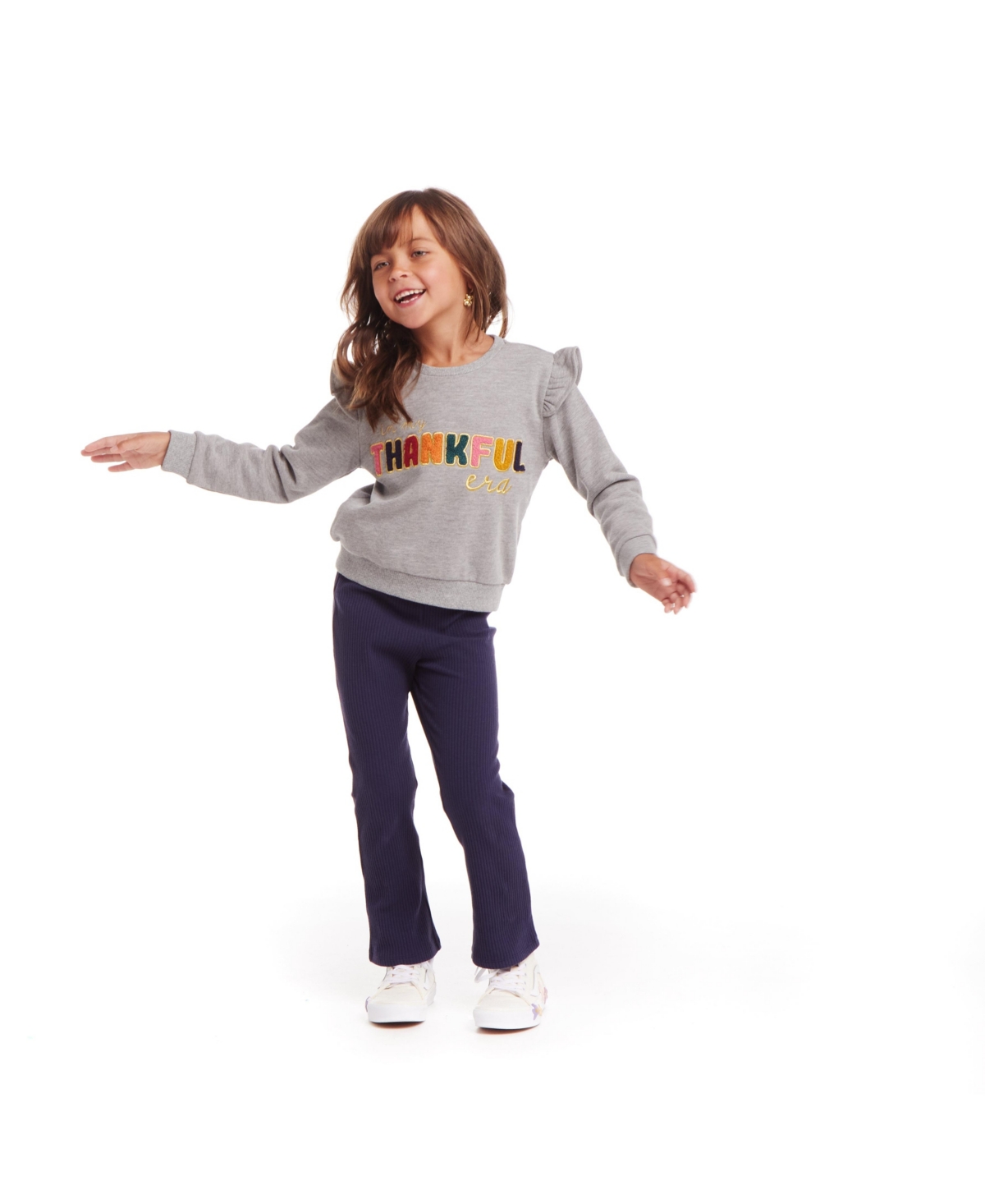 Andy & Evan Toddler Girls Toddler/Child Navy Crewneck Sweater w/Embossed Glitter Lettering & Legging Set