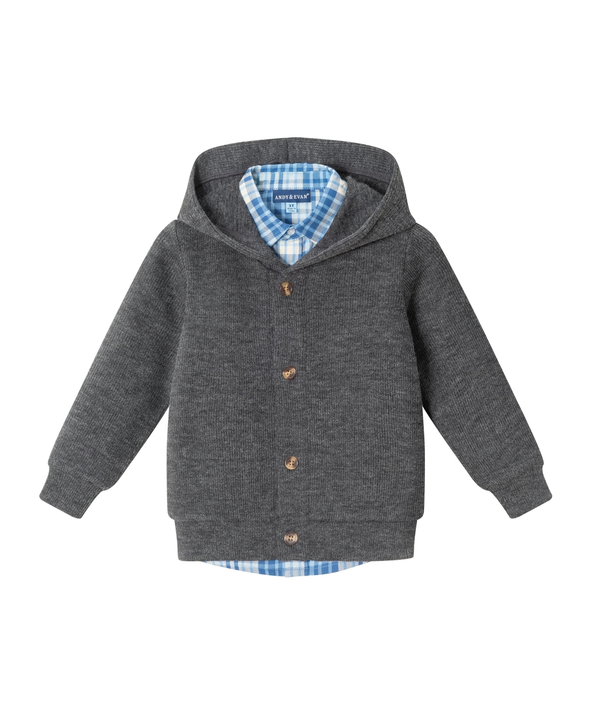 Andy & Evan Toddler Boys Toddler/Child Dark Grey Hooded Cardigan & Cord Set