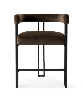 Velvet Counter Stool,Boasting Curved Frame Armrest Velvet Counter Stool with Three Legs(1PK)-Maison Boucle