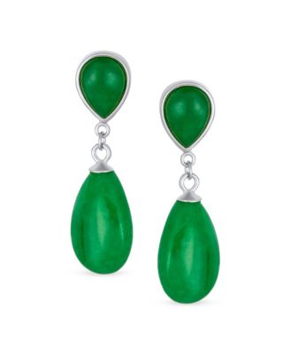 Double Teardrop Natural Stone Dangle Drop Earrings Gold Plated Sterling Silver