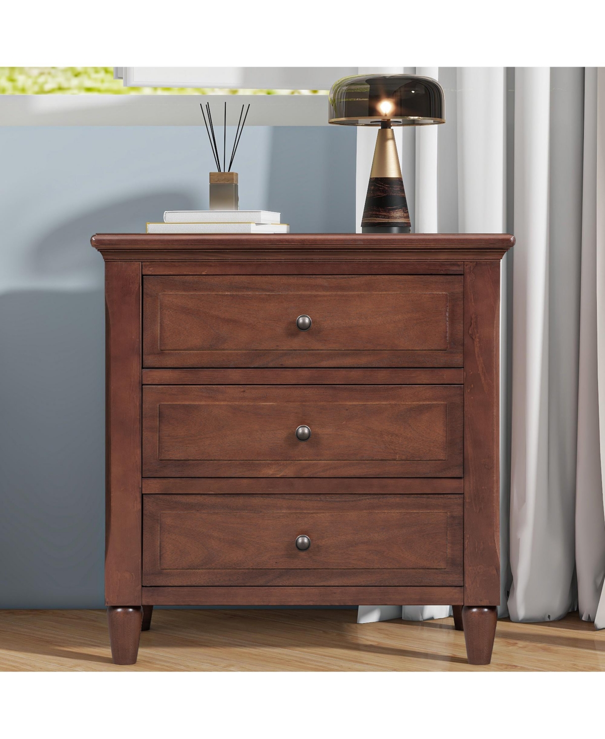 Slickblue 3-Drawer Wood Nightstand Cabinet for Stylish Storage