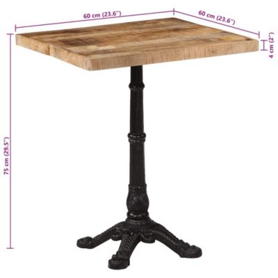 Bistro Table Natural Rough Mango Wood Medium Durable