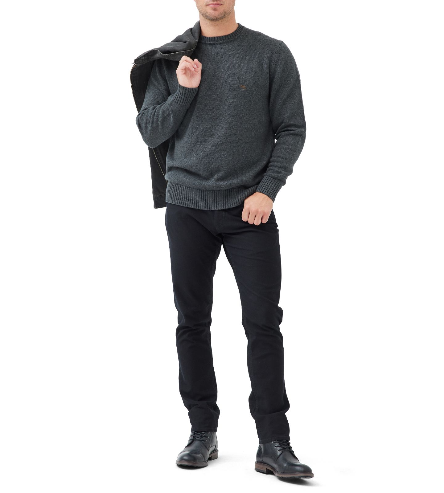Мужской свитер Rodd & Gunn Gunn Crew Neck Pullover, цвет: Угольный серый — фото 2