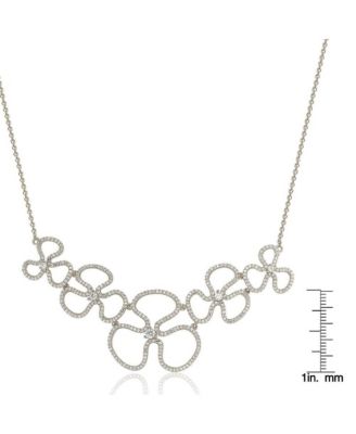 Suzy Levian Sterling Silver Cubic Zirconia Floral Thin Necklace