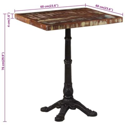 Bistro Table Multicolor Reclaimed wood, powder-coated cast iron
