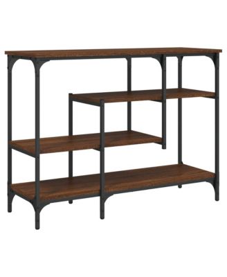 Console Table with Shelves Brown Oak 39.4"x13.8"x29.5"
