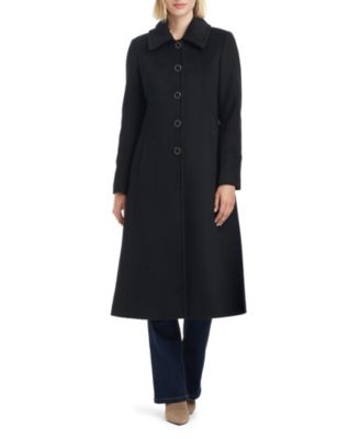 Women's Single-Breasted Maxi Coat W/ Detachable Faux Fur