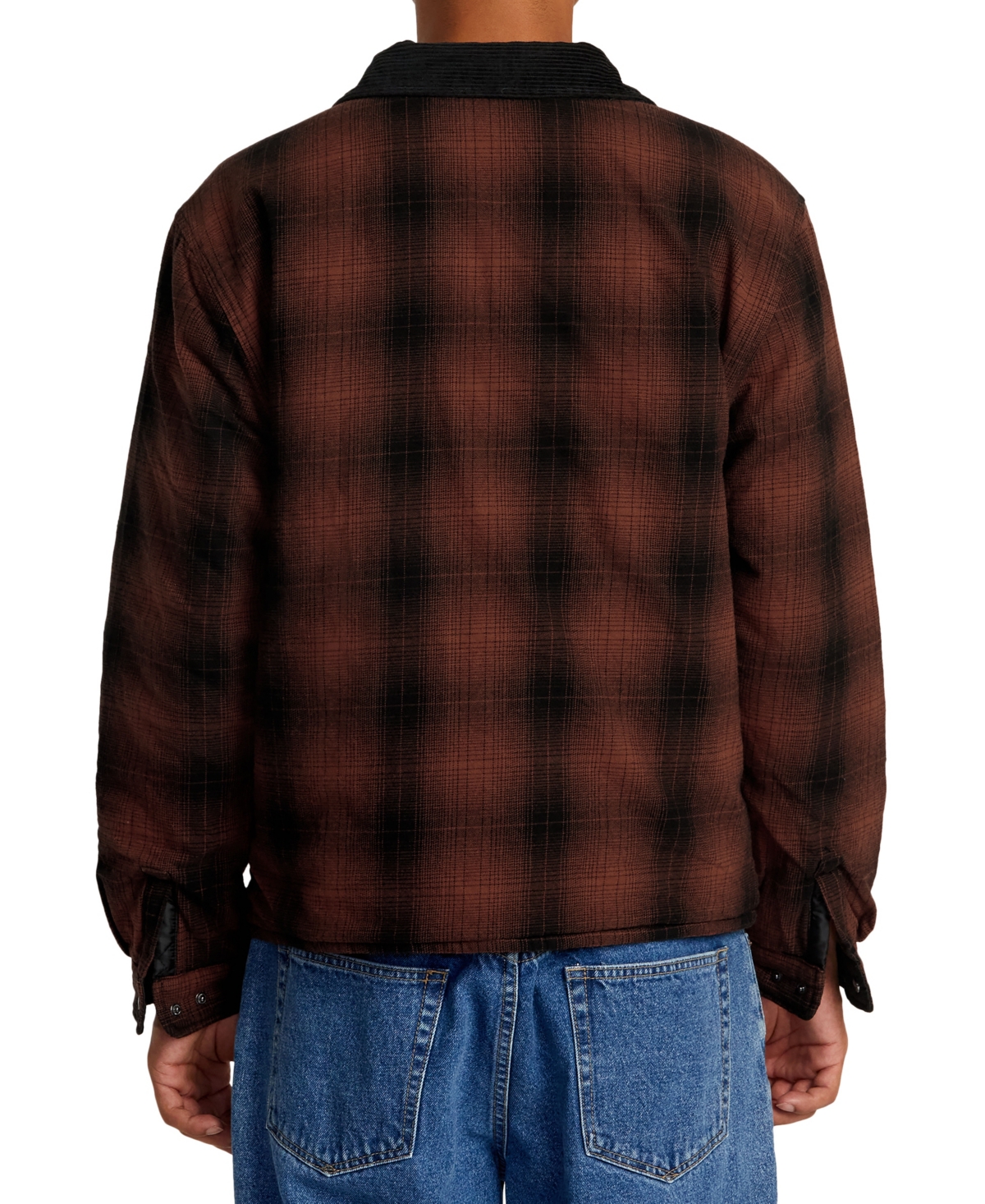 Rvca Men's Dayshift Reversible Flannel Long Sleeve Jacket -Black