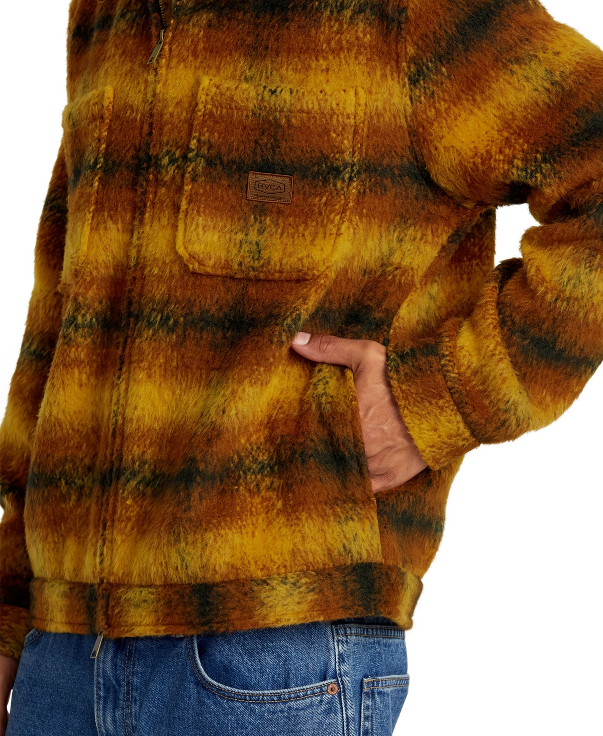 Rvca Men's Chainmail Zip Flannel Long Sleeve Jacket