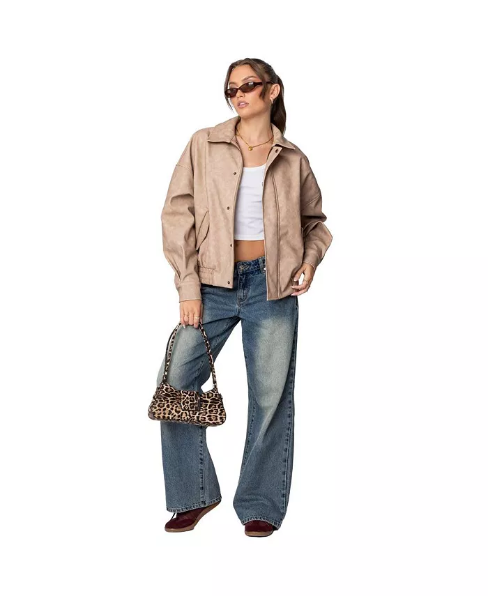 Women's Mori Oversized Faux Leather Jacket - thumbnail 7