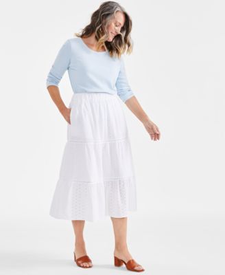 Style & Co - Women's Cotton Eyelet Tiered Skirt