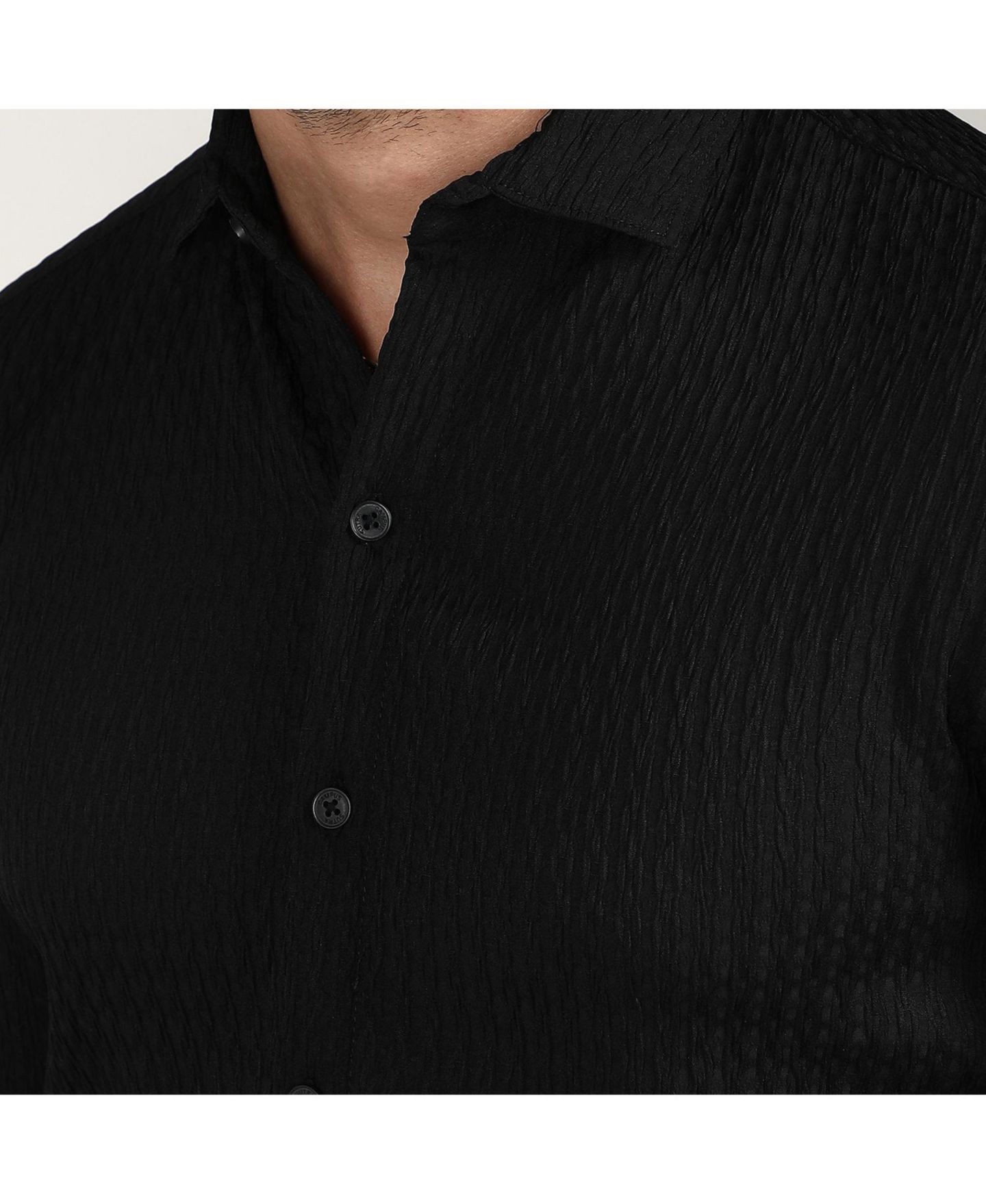 Мужская рубашка Cahoot Campus Sutra Onyx Black Chain-Creased, цвет: Чёрный — фото 4