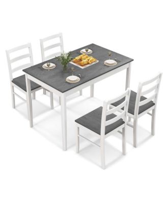 5-Piece Dining Set Solid Wood Kitchen Furniture with Rectangular Table & 4 Chairs