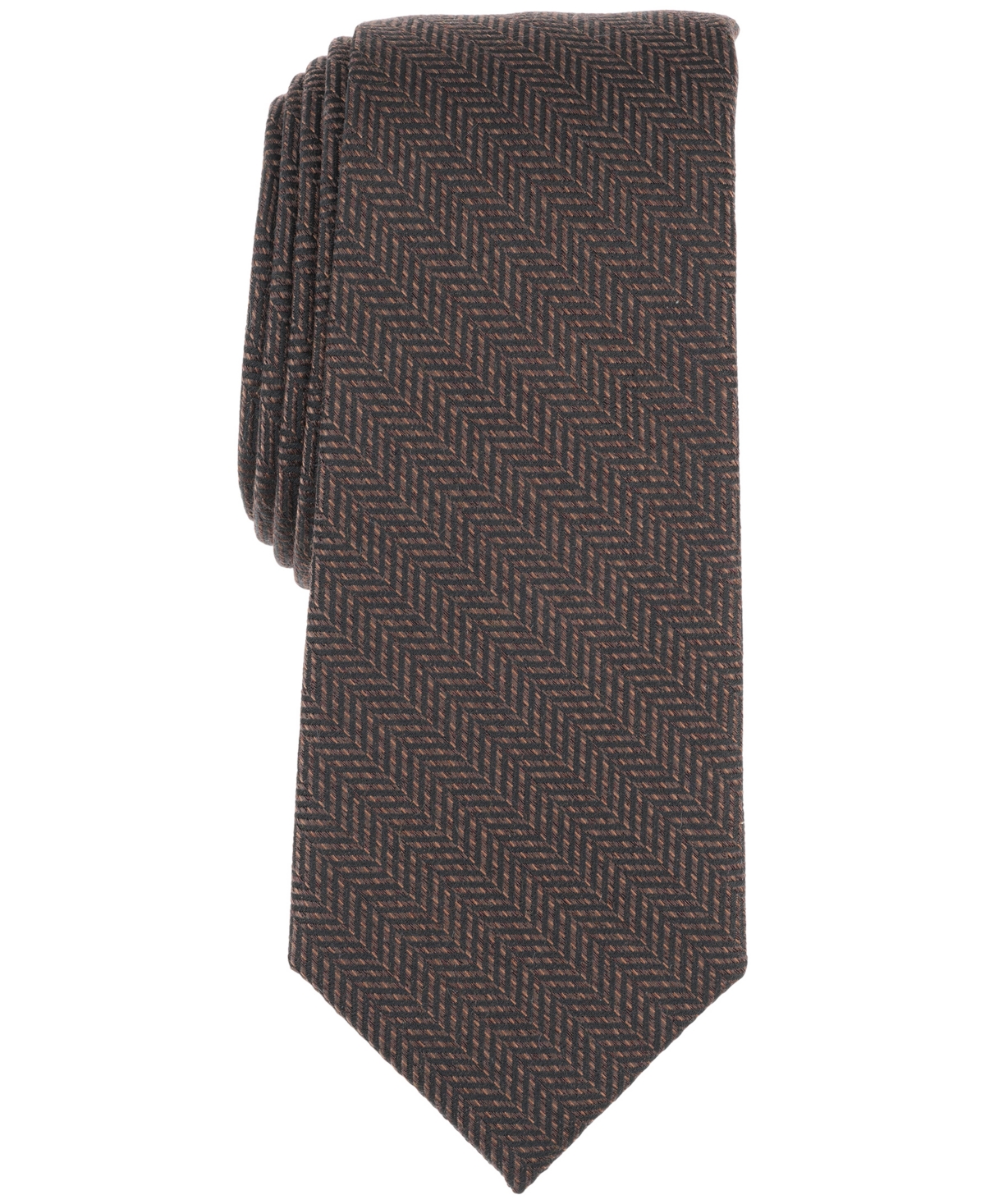 Men's Ivy Herringbone Tie, Created for Macy's - Brown