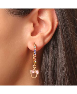 Minnie Mouse Charm Dangle Hoop Earrings