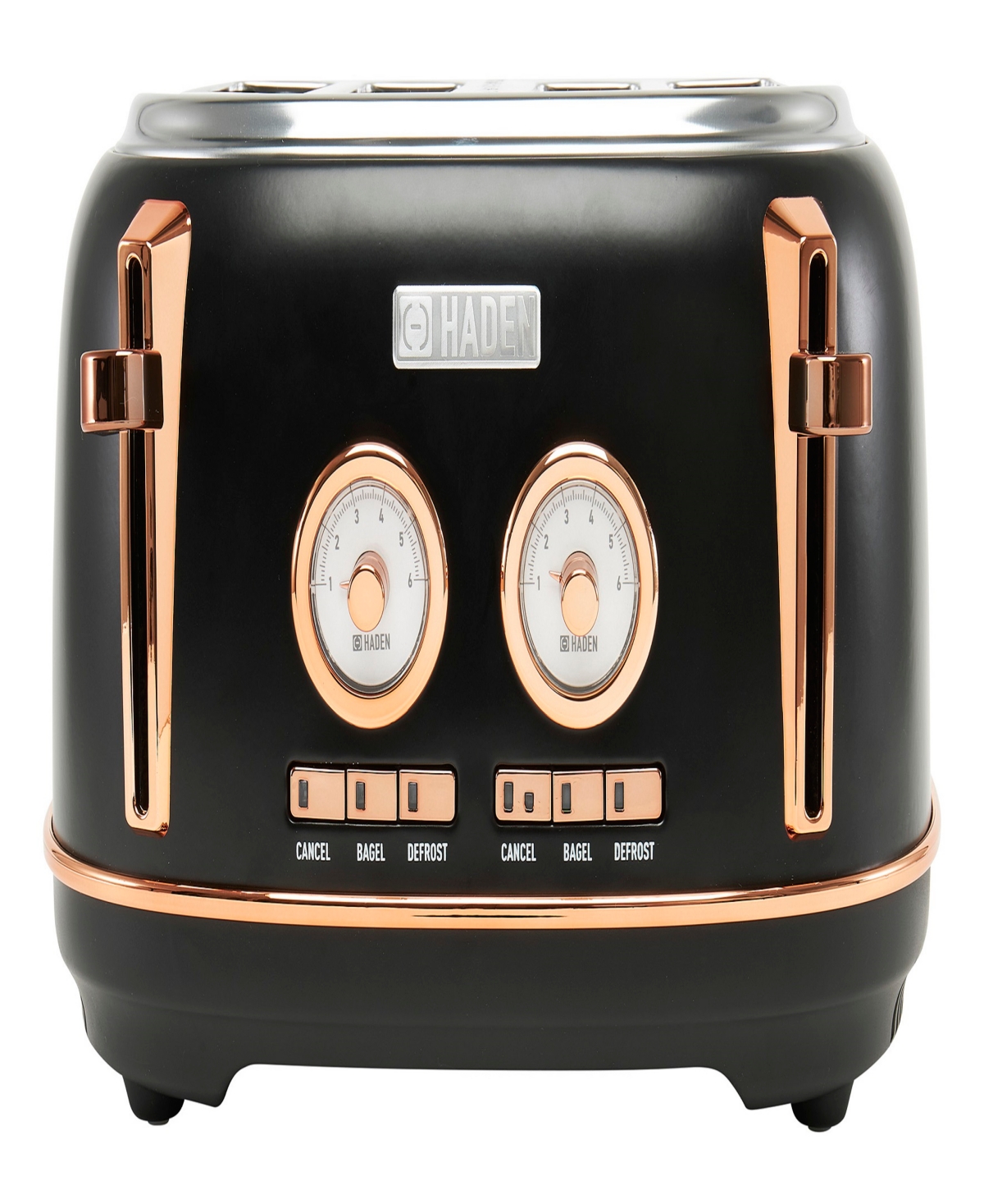 Haden Dorset 4-slice Wide Slot Toaster In Black,copper