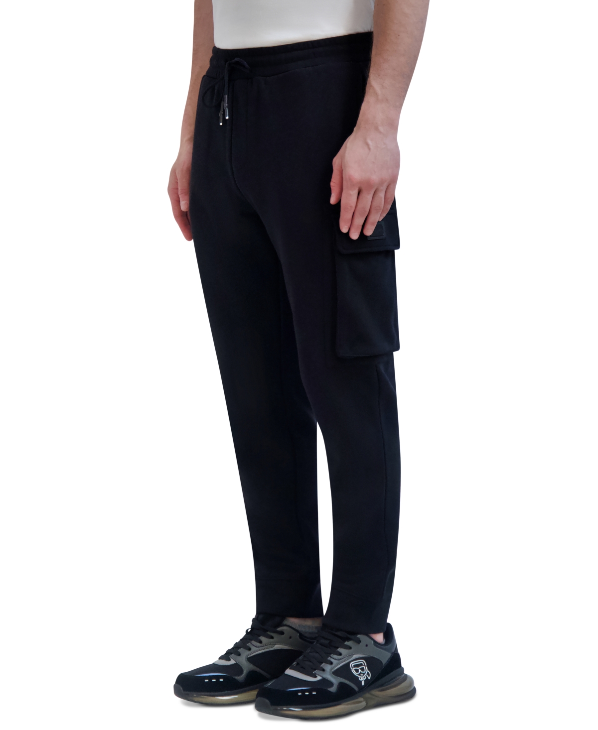 Karl Lagerfeld Men's Fleece Cargo Joggers In Black