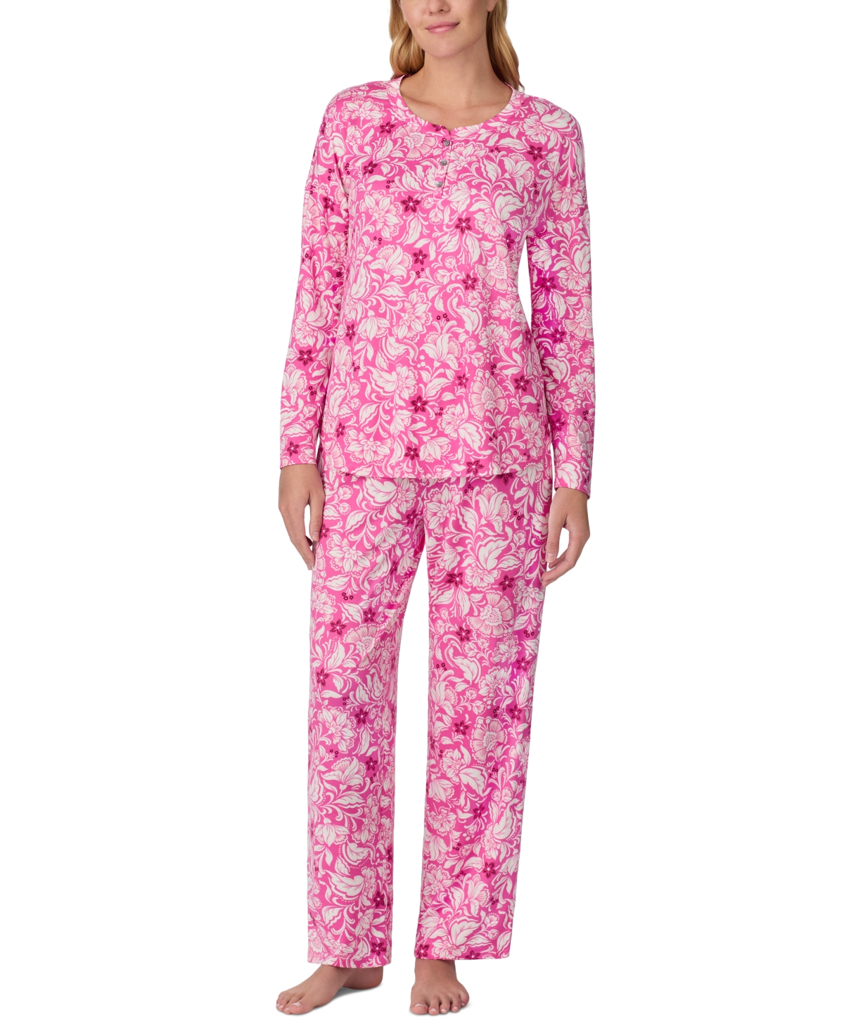 Women's Long-Sleeve Floral Pajama Set - Berry Print