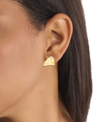 Gold-Tone Stainless Steel Pav&eacute; Stud Earrings