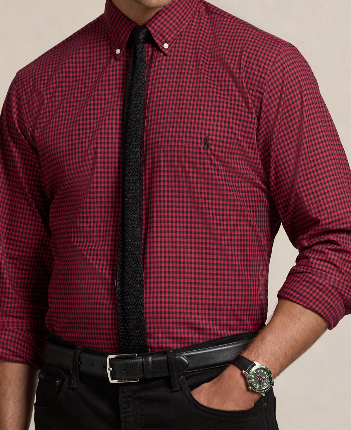 Polo Ralph Lauren Men's Big & Tall Cotton Twill Shirt -Nero