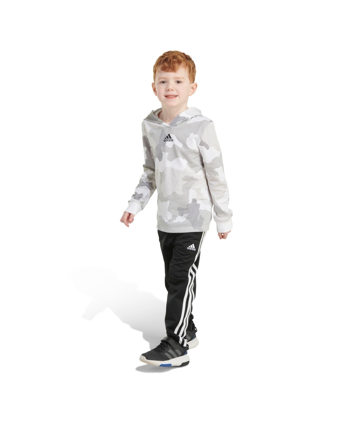 adidas Little and Toddler Boys Printed Hooded Tee and Pant, 2-Piece Set