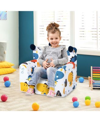   Toddler Size   Foam-Filled Fabric  Dinosaur Design, Removable Cover, Pillow  Kids Sofa Chair