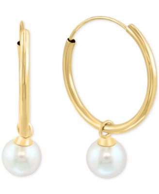 EFFY&reg; Cultured Freshwater Pearl (5mm) Small Hoop Earrings in 14k Gold