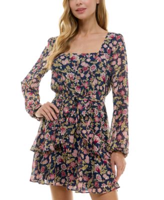 City Studios - Juniors' Square-Neck Fit & Flare Dress