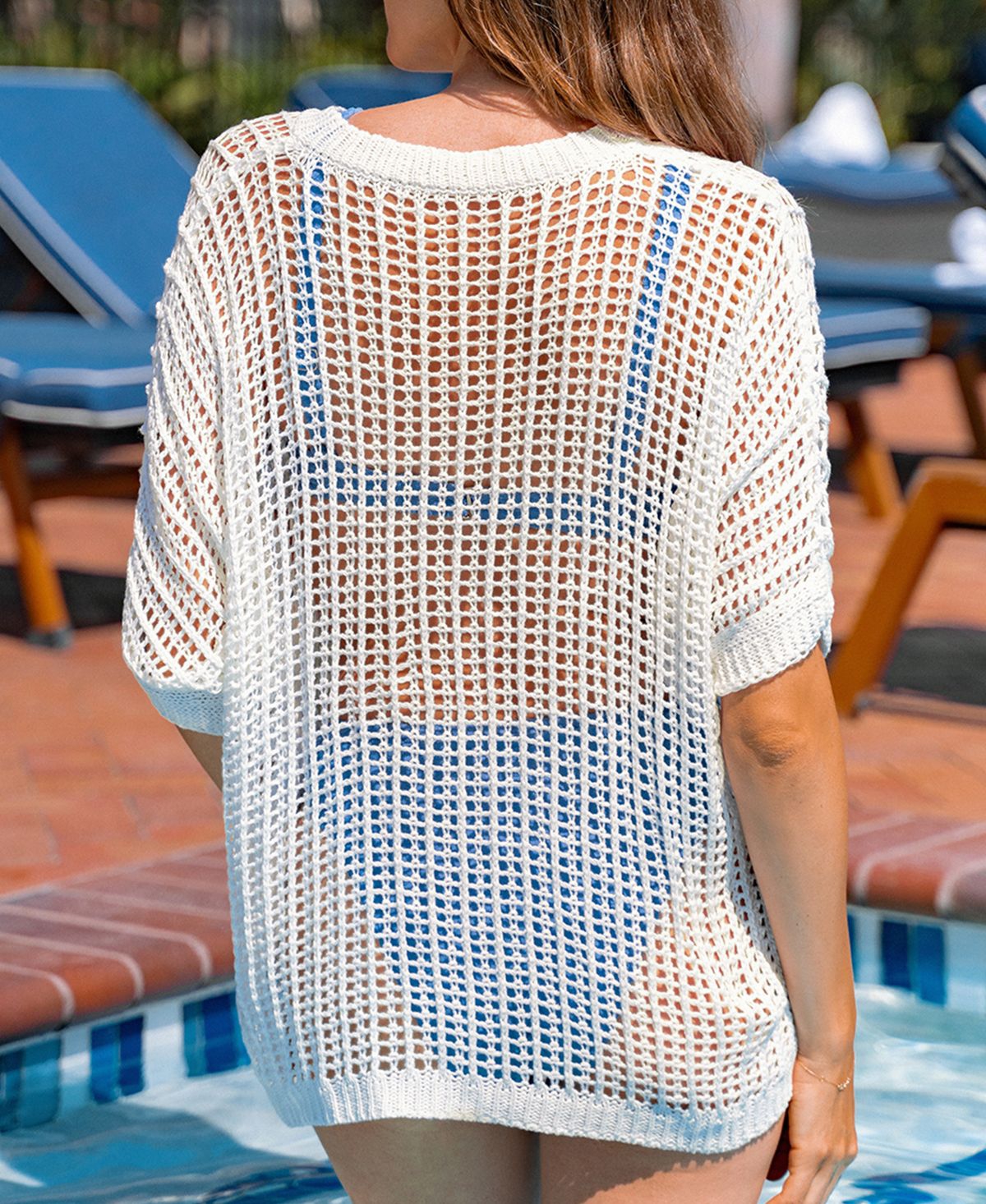 Cupshe Women'sDolman Sleeve Cover-Up - White