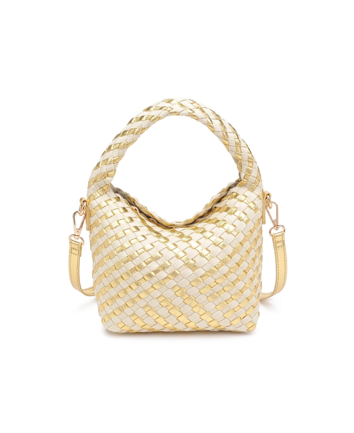 Moda Luxe Jessamine Woven Crossbody In Gold Ivory
