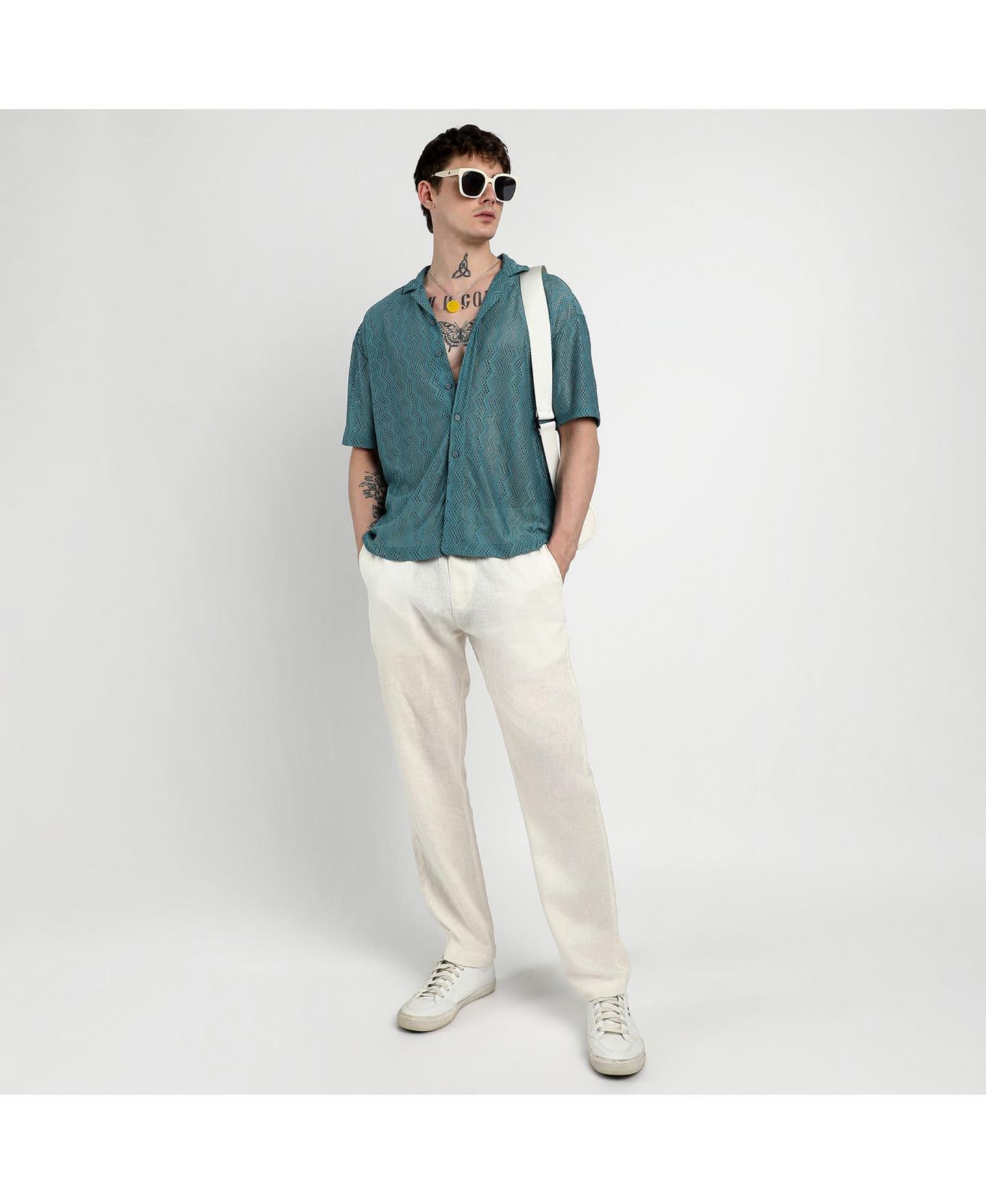 Мужская рубашка Cahoot Campus Sutra Splash Check Oversized, цвет: Синий — фото 6