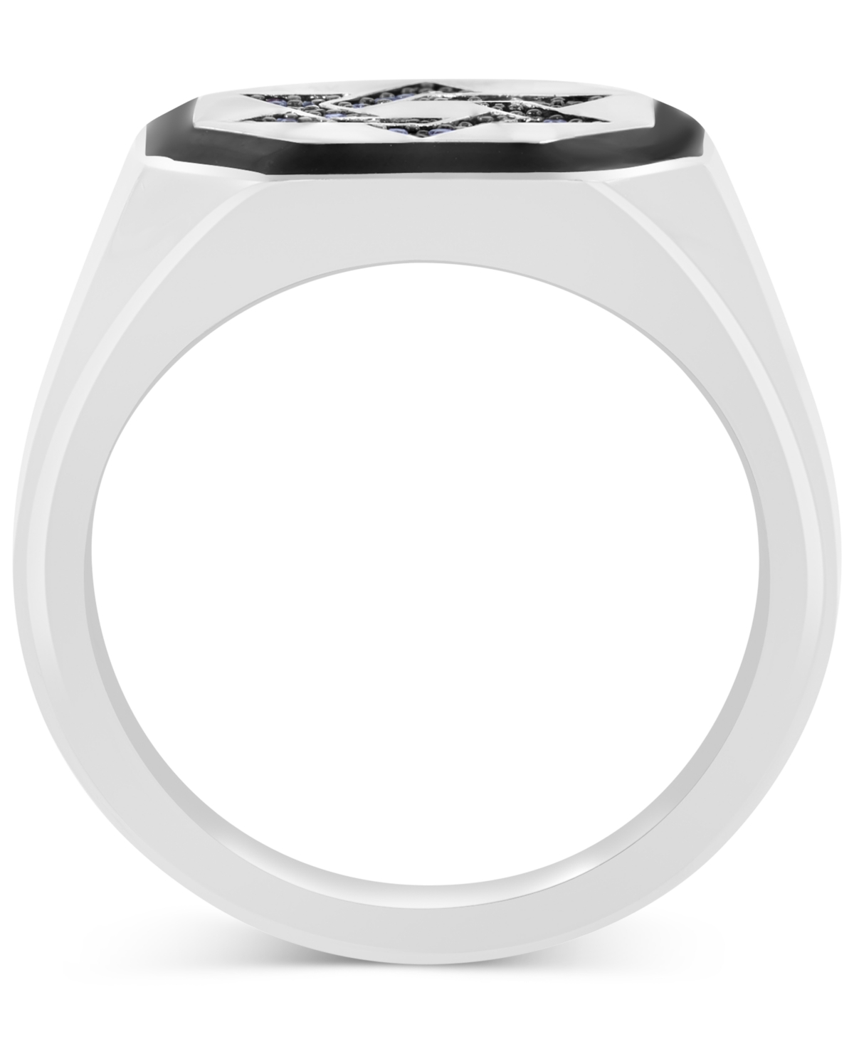 Effy Collection Effy Men's Black Spinel (1/6 Ct. T.w.) & Black Enamel Star Of David Ring In Sterling Silver In Silver