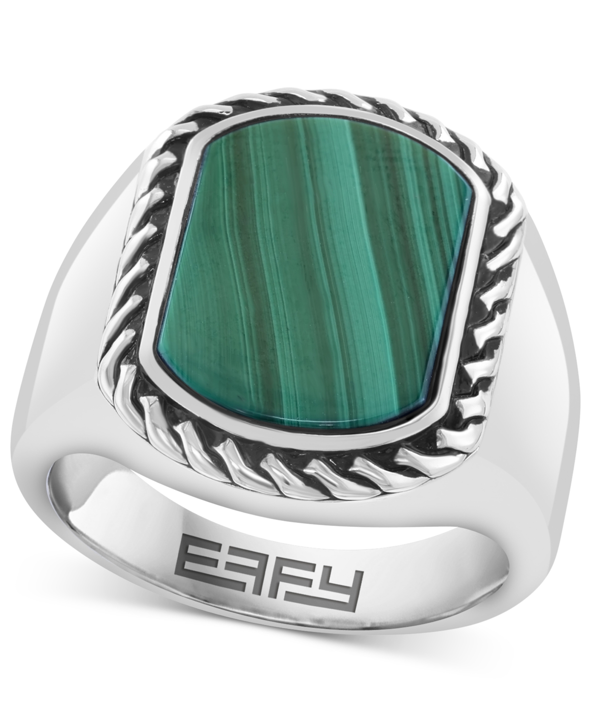 Effy Men's Malachite Framed Statement Ring in Sterling Silver - Silver