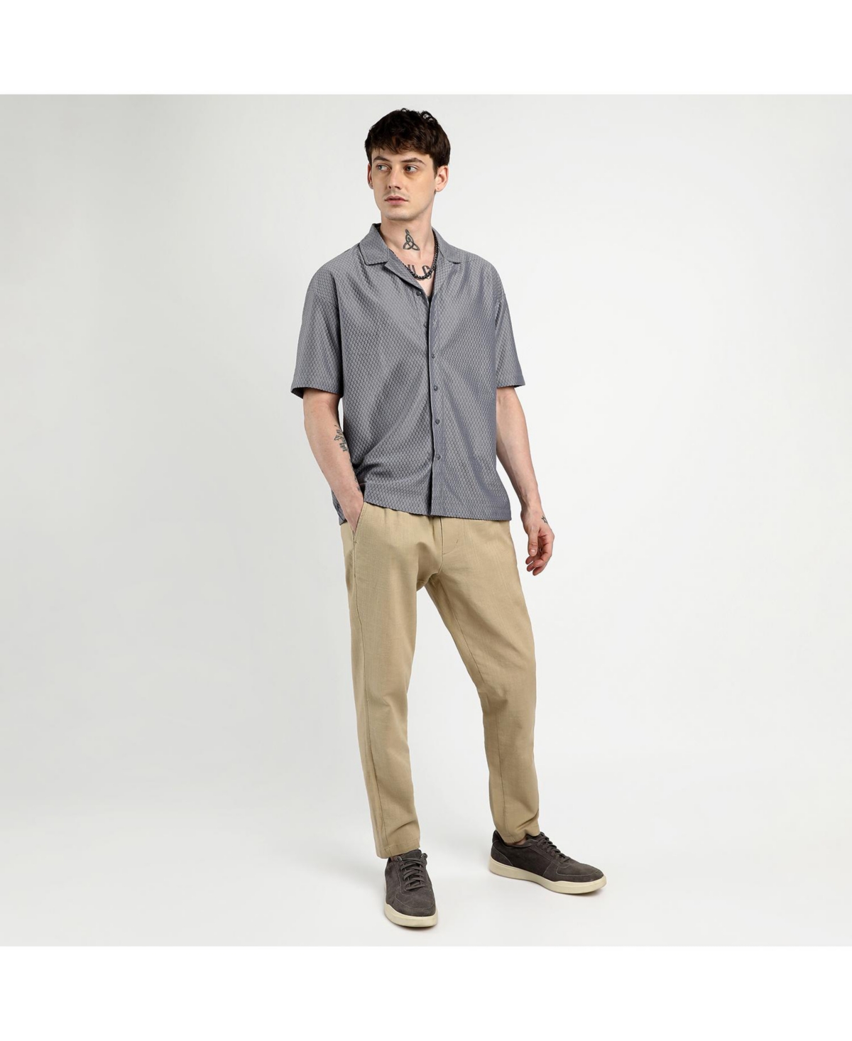 Campus Sutra Men's Ethnic Shirt -khaki