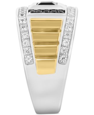 EFFY&reg; Men's Black Spinel (7/8 ct. t.w.) & Zircon (1 ct. t.w.) in Sterling Silver & Gold Plate
