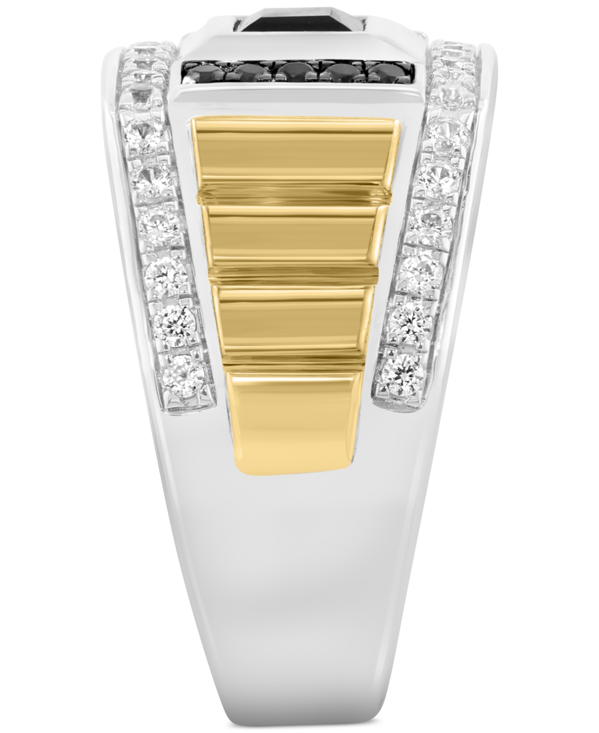 Effy Collection Effy Men's Black Spinel (7/8 Ct. T.w.) & Zircon (1 Ct. T.w.) In Sterling Silver & Gold Plate In Silver