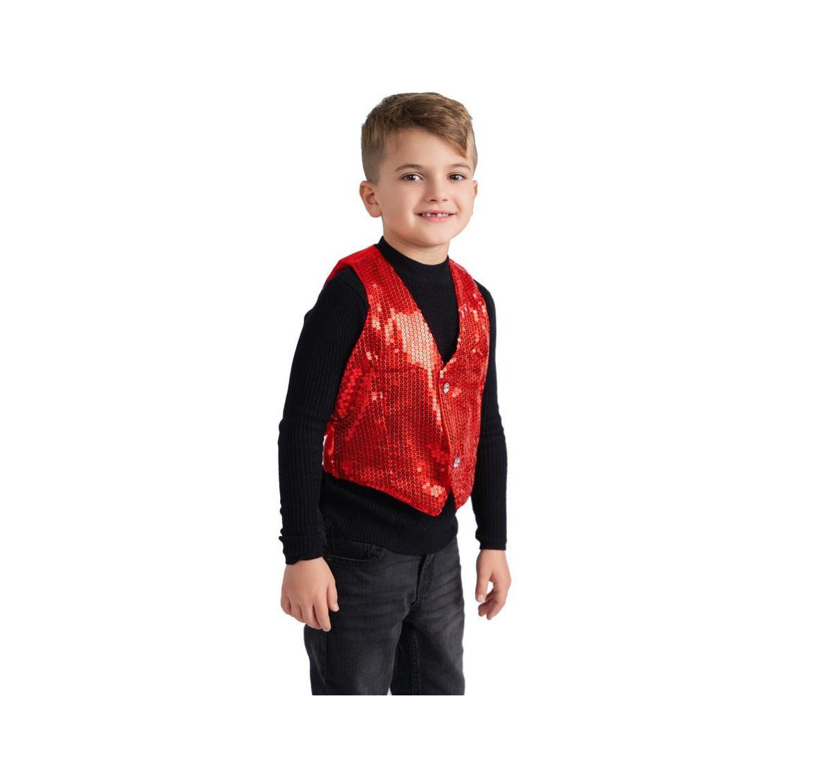 Dress Up America Sequined Party Vest - Kids Girls & Boys - Red