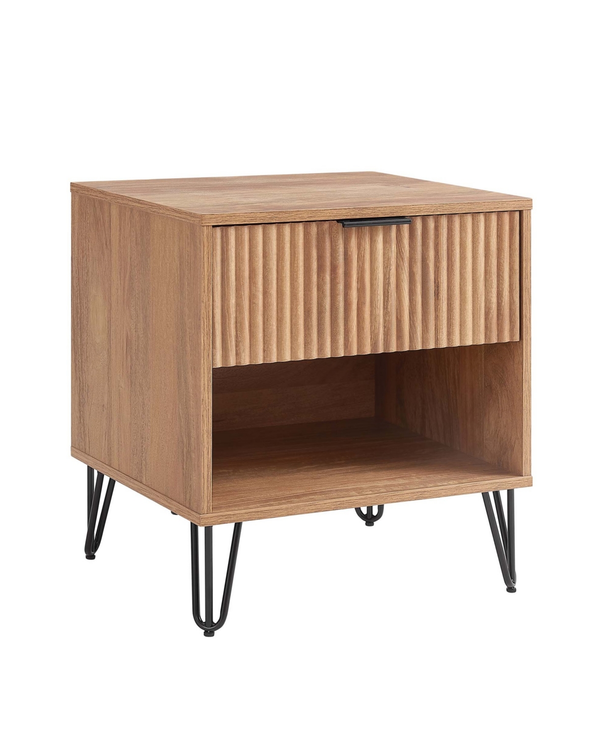 Manhattan Comfort 1- Piece Dumbo Medium-density Fiberboard 1-drawer Modern Nightstand In Golden Brown