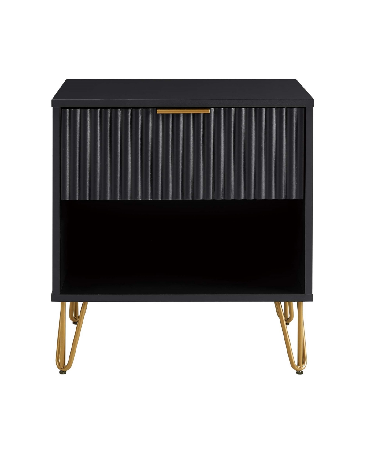 Manhattan Comfort 1- Piece Dumbo Medium-density Fiberboard 1-drawer Modern Nightstand In Black