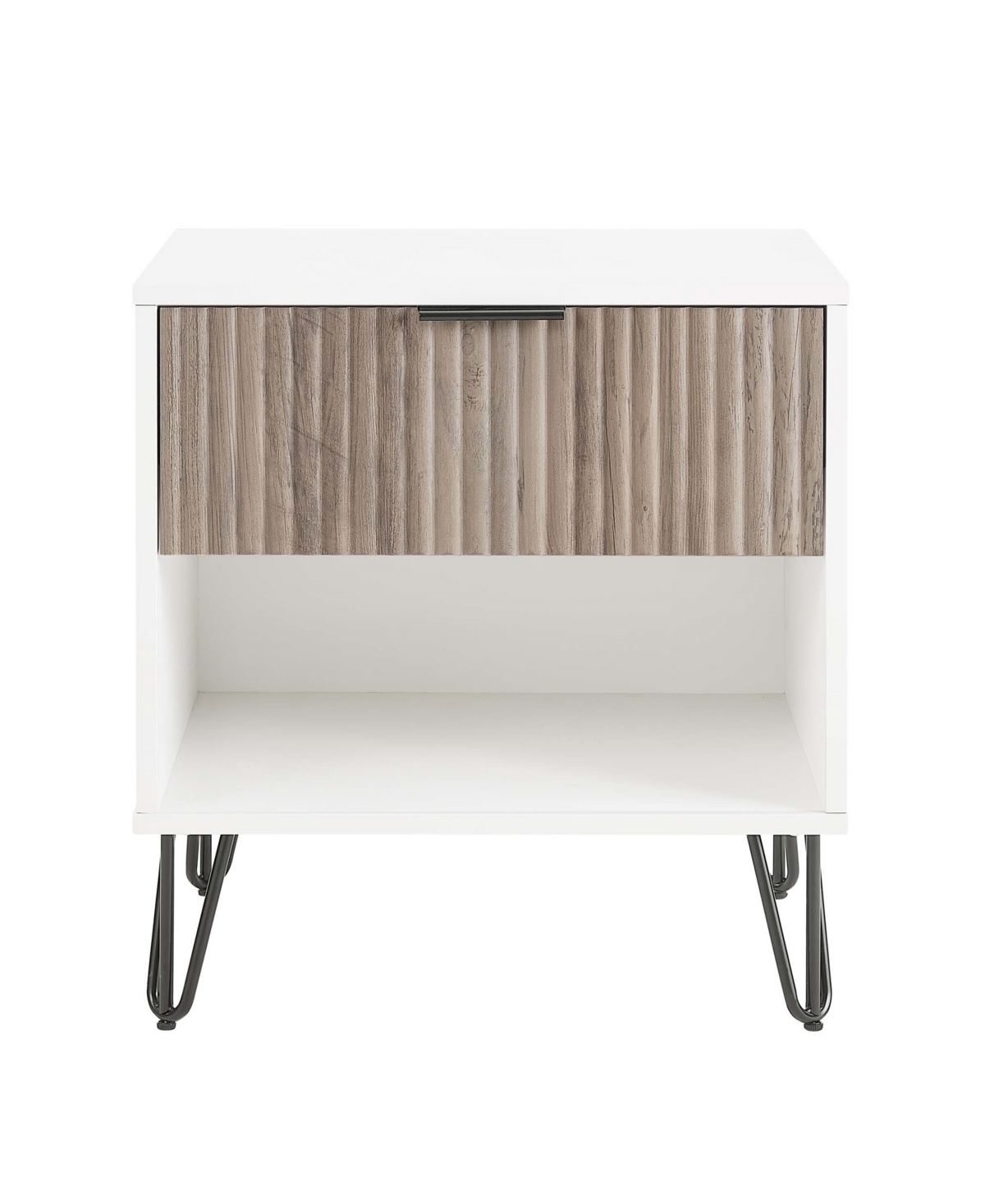 Manhattan Comfort 1- Piece Dumbo Medium-density Fiberboard 1-drawer Modern Nightstand In White And Rustic Grey
