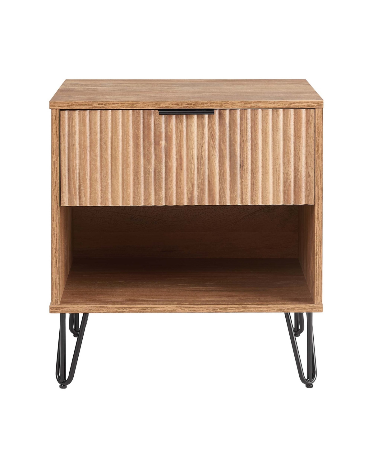 Manhattan Comfort 1- Piece Dumbo Medium-density Fiberboard 1-drawer Modern Nightstand In Golden Brown