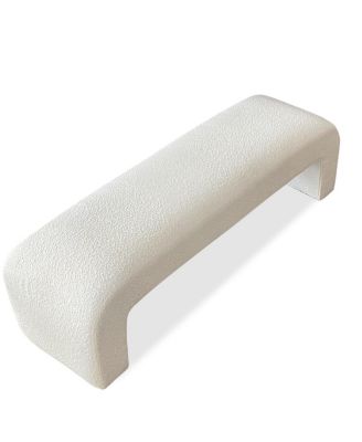 60" Waterfall Upholstered Bench with Solid Wood Frame and Boucle Fabric for Bedroom or Entryway