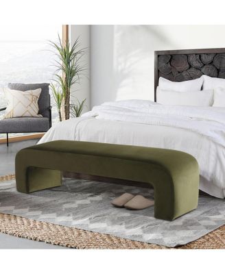 60" Waterfall Upholstered Bench with Solid Wood Frame and Boucle Fabric for Bedroom or Entryway