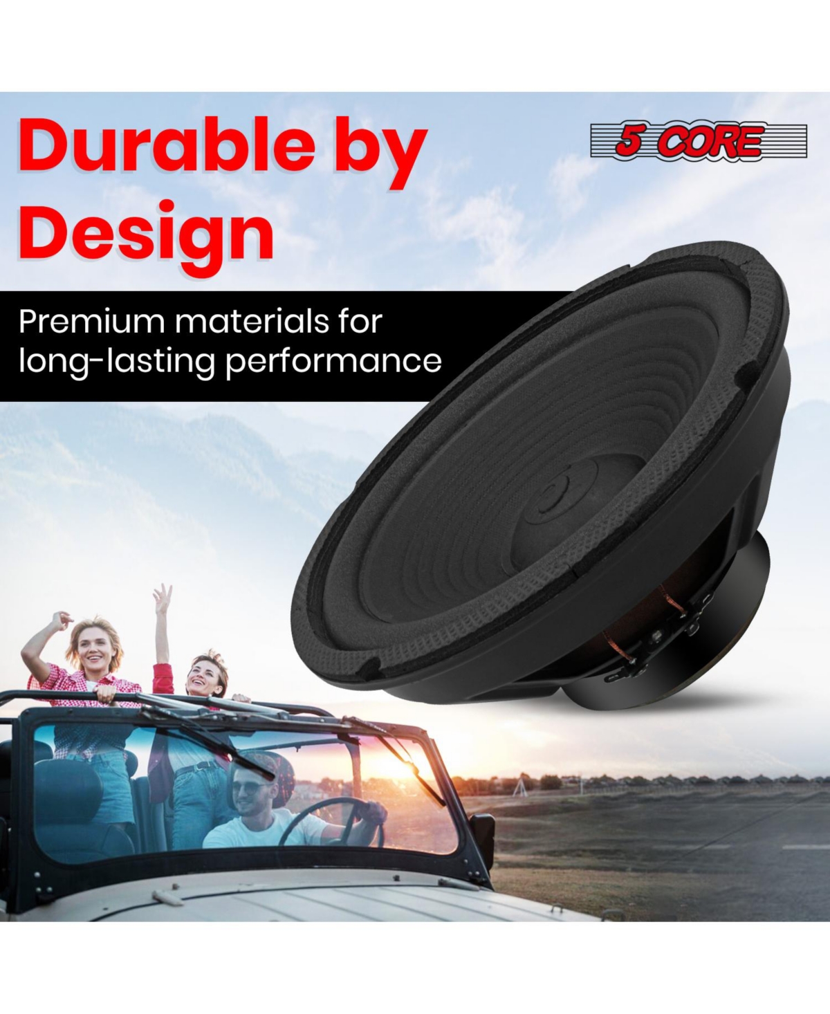 5 Core 8 Inch Subwoofer Speaker 500W Peak 4 Ohm Replacement Car door Bass Sub Woofer - 4 Pcs