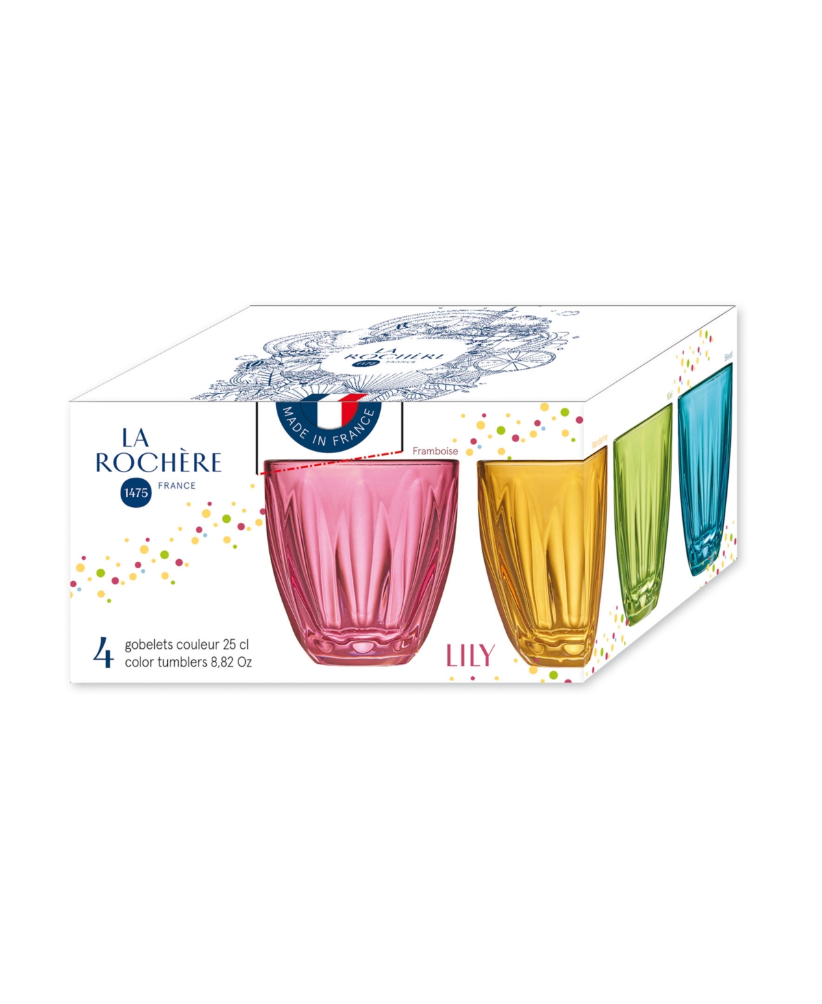 La Rochere Lily Tumblers, Set Of 4 In Mandarin,kiwi,cornflower,and Raspberr