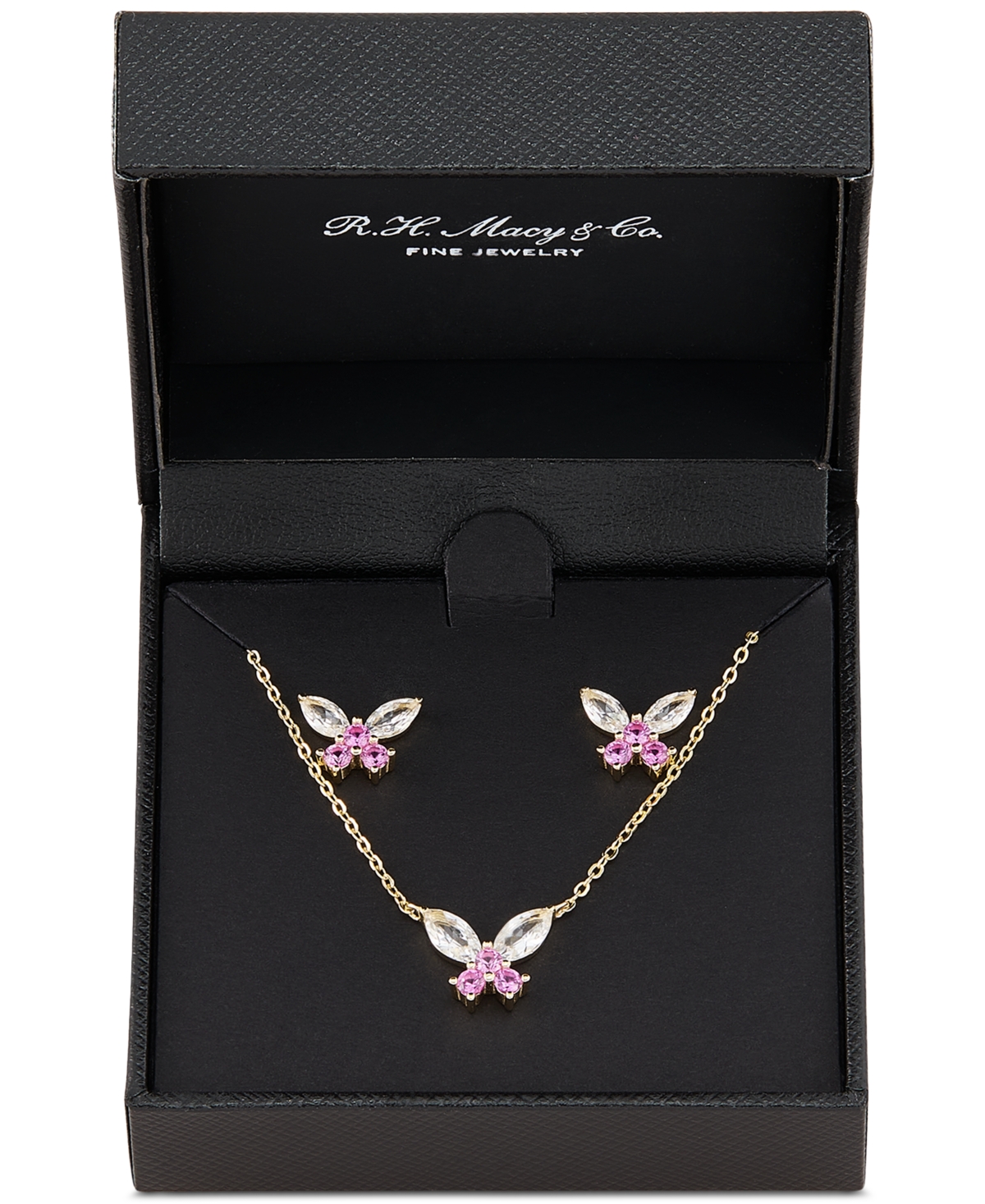 Macy's 2-pc. Set Lab-created Pink Sapphire (3/4 Ct. T.w.) & Lab-created White Sapphire (1-7/8 Ct. T.w.) Pen In Pink Sapphire