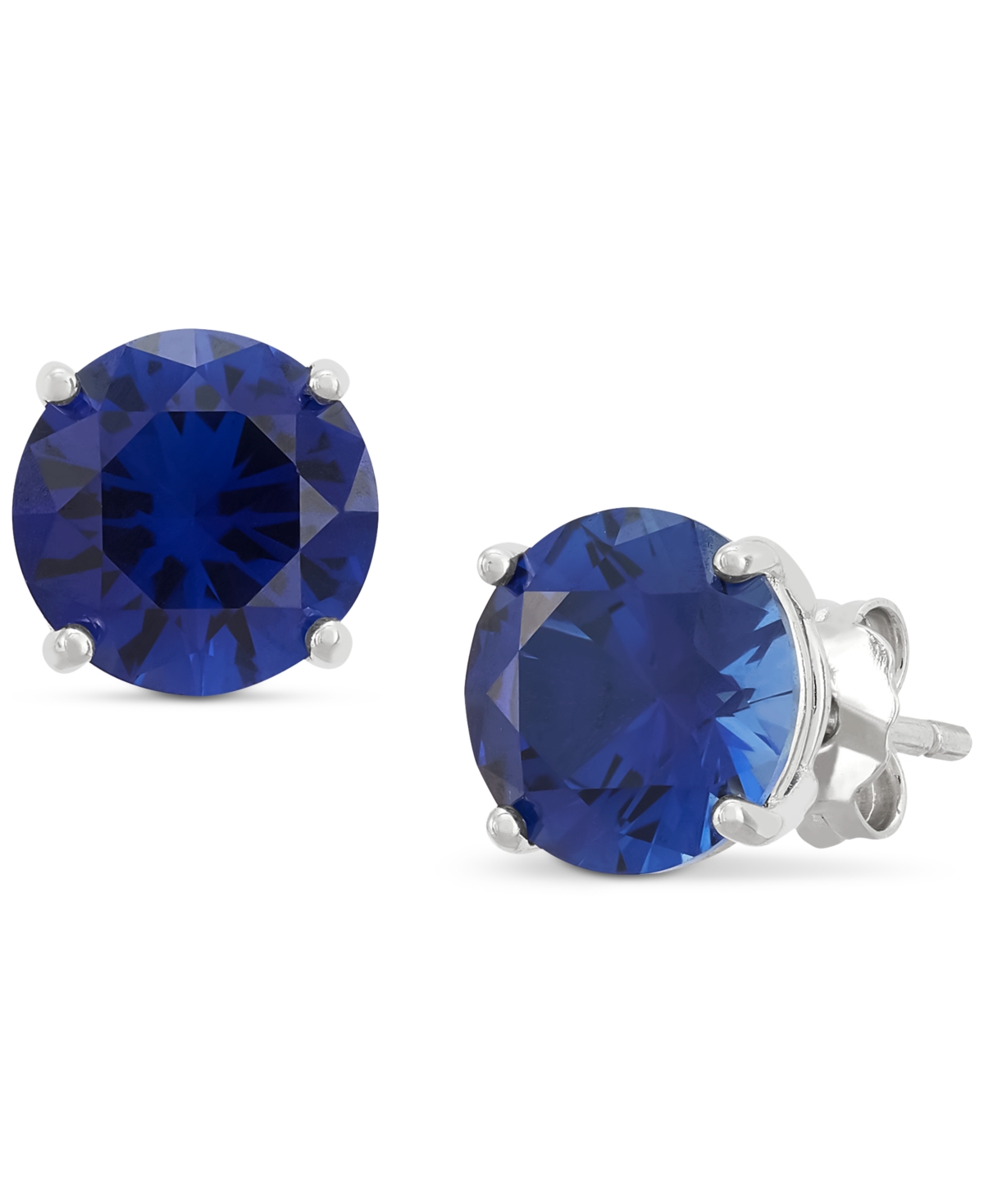Macy's 3-pc. Set Lab-created Sapphire Stud & Hoop Earrings (3-3/4 Ct. T.w.) In Sterling Silver In Sapphire