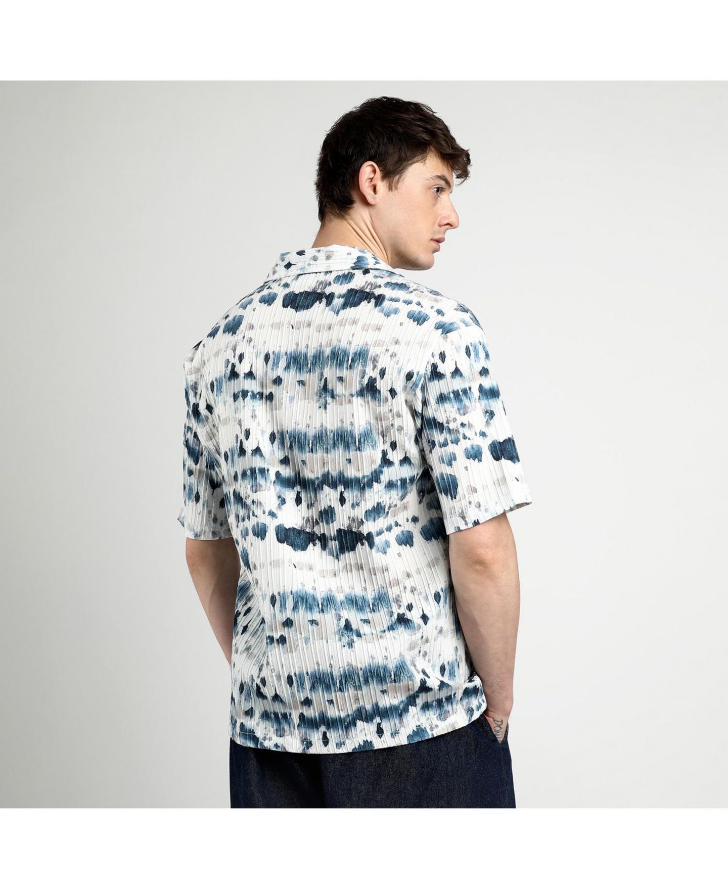 Мужская рубашка Cahoot Campus Sutra Geometric Block Oversized, цвет: Синий — фото 6