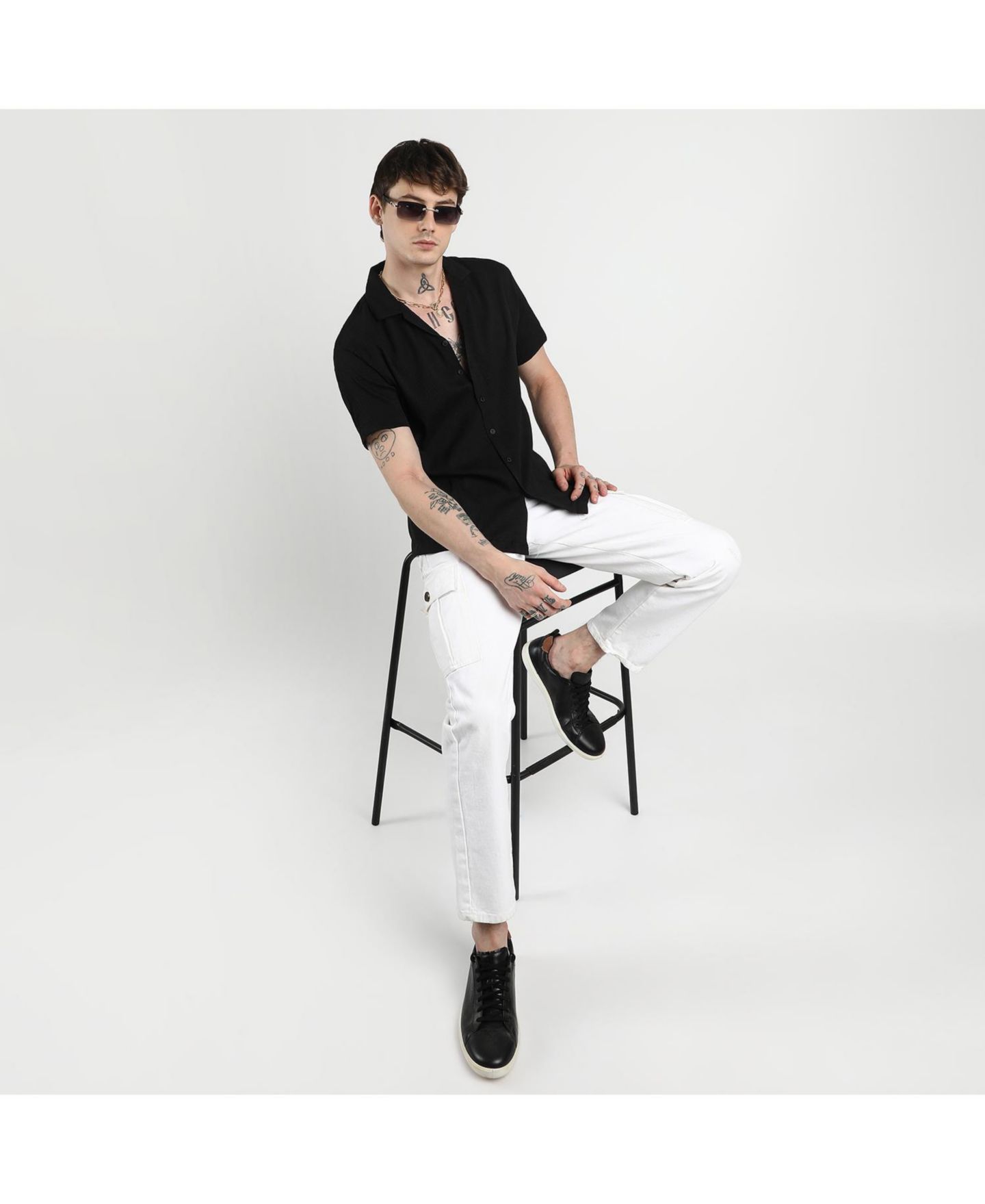 Мужская рубашка Cahoot Campus Sutra Onyx Black Creased, цвет: Чёрный — фото 6