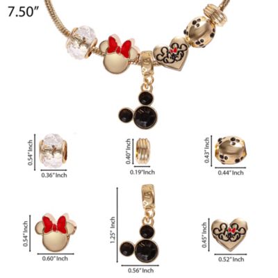 Minnie Mouse Fashion 7" Charm Bracelet with Heart, Bow, and Crystal Beads